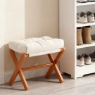 Upholstered Folding Footrest Stool – Bamboo Frame Ottoman