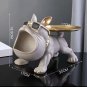 Bulldog Storage Figurine Resin Home Decor 11.8in Dog Statue Tray Organizer gray