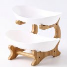 2-Tier Fruit Tray with Wooden Stand – Modern Snack & Candy Organizer for Table & Kitchen