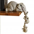 Cute Elephant Family Resin Figurines 3-Piece Set Hanging Elephant Home Decor