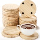 5pcs Wooden Round Coaster Set with Non-Slip Silicone Dots, Heat-Resistant Drink Coasters