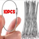 10-Pack Stainless Steel Wire Keychain Loops – Screw Lock Cable Rings for Keys & Tags
