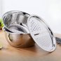 3-Piece Stainless Steel Vegetable Slicer & Washing Bowl Set with Drain Basket