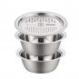 3-Piece Stainless Steel Vegetable Slicer & Washing Bowl Set with Drain Basket