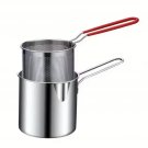 Stainless Steel Mini Deep Fryer Pot with Strainer Basket – Small Oil Frying Pan 12 cm