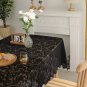 Black French Lace Tablecloth with Floral Pattern &acirc;�� Elegant Dining & Living Room Decor