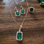Emerald Green Zircon Jewelry Set â Ring, Earrings & Necklace, 3-Piece Womenâs Set