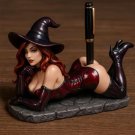 Funny Witch Pen Holder Statue – Decorative Desktop Figurine for Office and Home