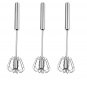 3pcs Semi-Automatic Stainless Steel Egg Whisk | Manual Hand Push Mixer for Eggs & Cream