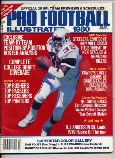 1980 Pro Football Illustrated with O.J. Anderson of the St. Louis Cardinals On The Cover