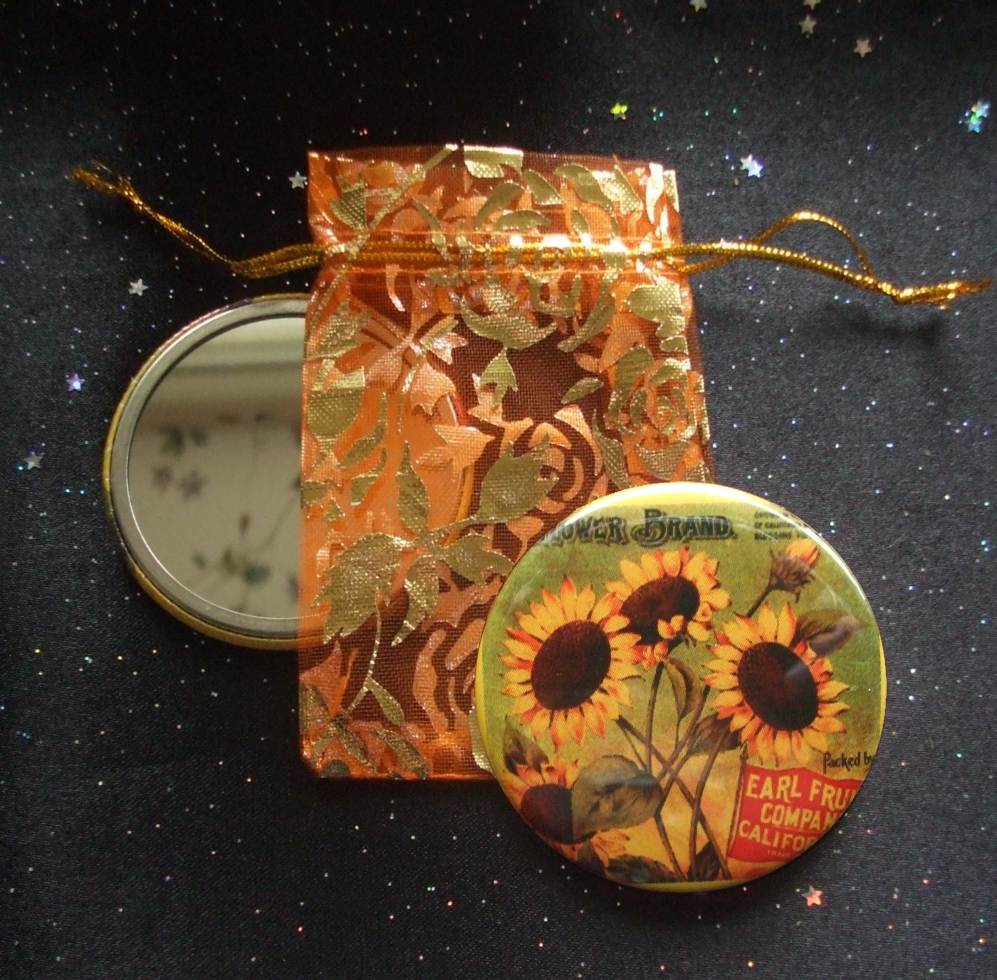 Sunflower Vintage Flower Illustration Pocket Mirror