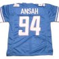 Men Ziggy Ansah CUSTOM STITCHED Unsigned Football Jersey Blue