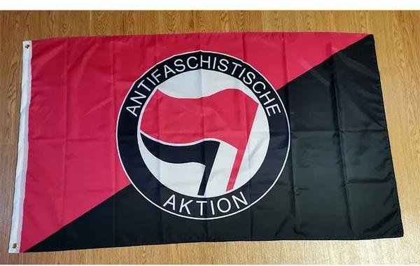 Flag Anti Fascist Action Red Black 3*5ft (90cm*150cm) Polyester flag