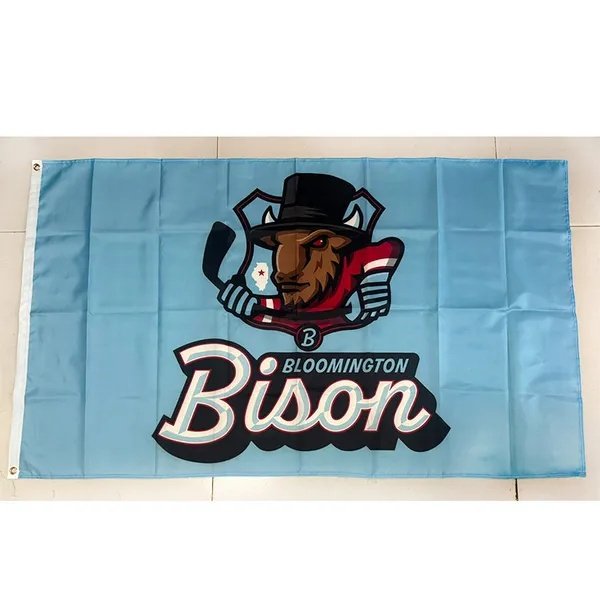 ECHL Bloomington Bison Polyester Flag - Outdoor Home Decorative Bunting for Sports Fans