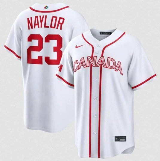 Bo Naylor 23 Canada Baseball Jersey 2026 World Classic All Stitched White