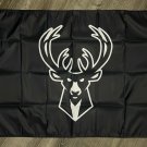 Milwaukee Bucks Logo Flag 3x5 ft Sports Black Banner Man-Cave Garage