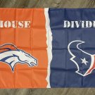 Denver Broncos vs Houston Texans House Divided Flag 3x5 ft Sports Banner Denver Broncos vs Houston Texans House Divided Flag 3x5 ft Sports Banner