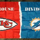Kansas City Chiefs vs Miami Dolphins House Divided Flag 3x5 ft Sports Banner Kansas City Chiefs vs Miami Dolphins House Divided Flag 3x5 ft Sports Banner
