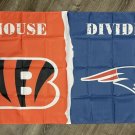 Cincinnati Bengals vs New England Patriots House Divided Flag 3x5 ft Banner Cincinnati Bengals vs New England Patriots House Divided Flag 3x5 ft Banner