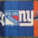New York Yankees Rangers Giants Knicks Flag 3x5 ft Sports Banner Man-Cave Garage New York Yankees Rangers Giants Knicks Flag 3x5 ft Sports Banner Man-Cave Garage