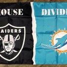Oakland Raiders vs Miami Dolphins House Divided Flag 3x5 ft Sports Banner Oakland Raiders vs Miami Dolphins House Divided Flag 3x5 ft Sports Banner
