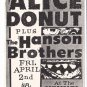 ALICE DONUT Hanson Brothers 1993 Kennel Club SF Concert Handbill Card
