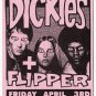 FLIPPER DICKIES 1992 Kennel Club SF Concert Handbill Card