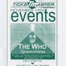 The Who 1996 Quadrophenia NY/NJ Event Concert Calendar Handbill