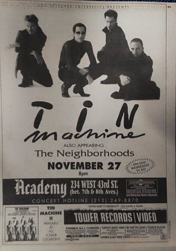 David Bowie Tin Machine 1991 MSG NYC Newspaper Concert AD