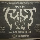 The Cult 1987 Felt Forum NYC Newspaper Concert Ad / Clipping