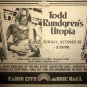 Todd Rundgren's Utopia 1974 Radio City Music Hall Newspaper Concert AD
