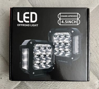 4.5in 270&Acirc;&deg; 2PCS Wide Beam LED Pod Lights w Amber Side Marker Truck ATV SUV UTV