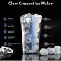 Countertop Crescent Ice Maker 16pcs in 12min, Self-Cleaning, 26lbs, Timer, Scoop