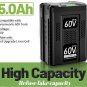 60V 5.0Ah Replacement Battery for Greenworks Pro LB60A03 LB60A02 LB60A00