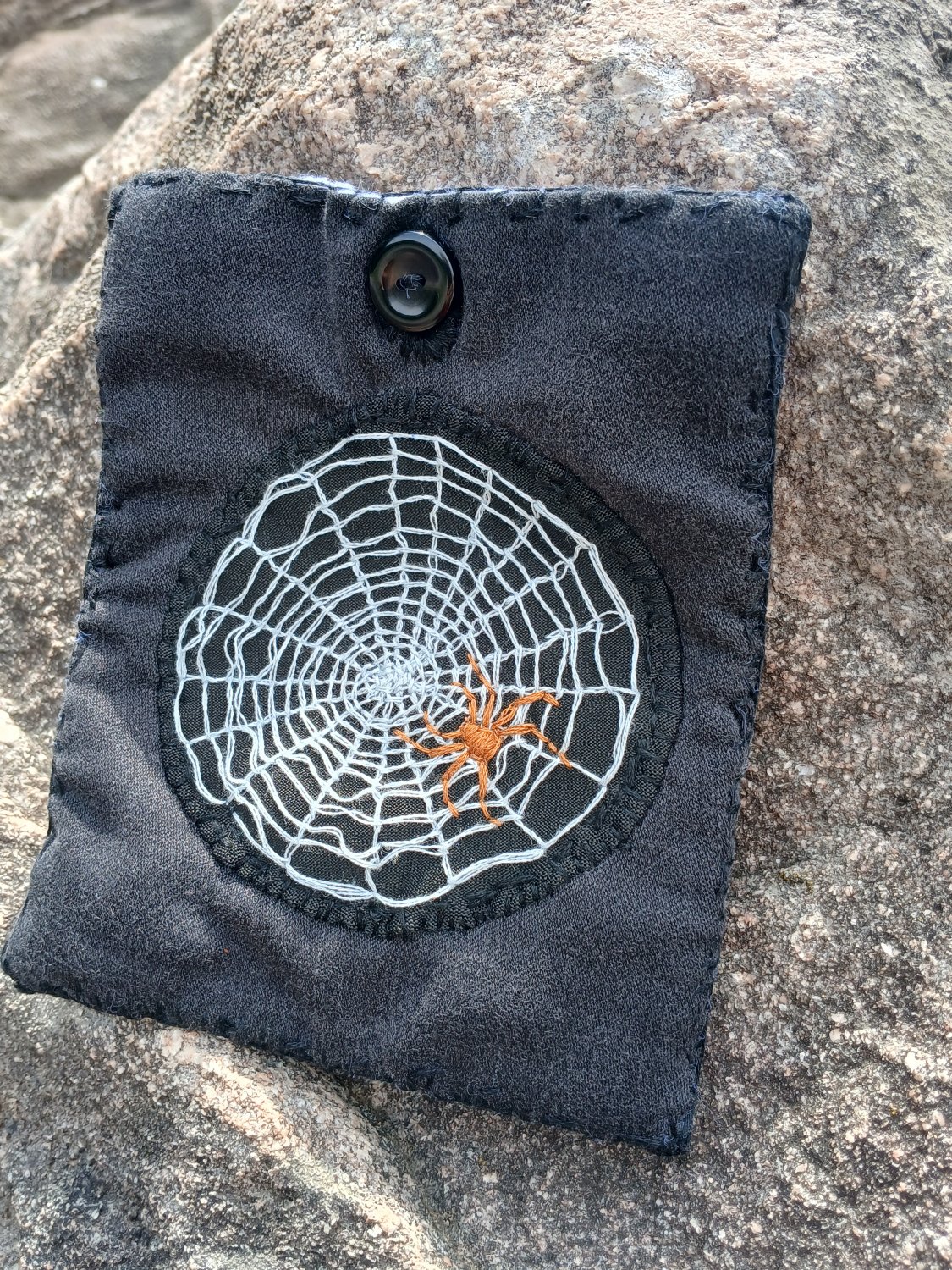 handmade spiderweb clutch square black
