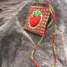 strawberry embroidered purse small hand sewn