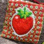 strawberry embroidered purse small hand sewn