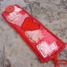 pink heart fabric cuff bracelet hand embroidered