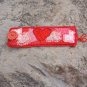 pink heart fabric cuff bracelet hand embroidered