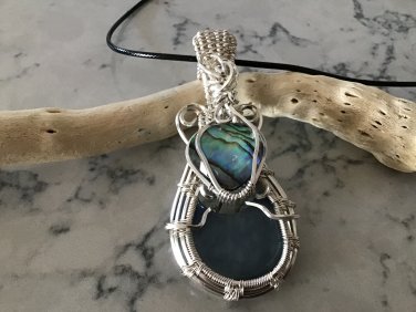 Blue Opal Moon Pendant