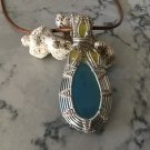 Blue Onyx and Yellow Chalcedony Pendant