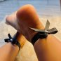 Black PU Leather Punk Ankle Chain with O-Ring & Tassel – Gothic Leg Ring Foot Jewelry for Adults