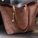 Brown Suede Tote Bag for Women – Large Capacity Shoulder Handbag with Charm, Designer Style Brown Suede Tote Bag for Women – Large Capacity Shoulder Handbag with Charm, Designer Style