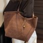 Brown Suede Tote Bag for Women â Large Capacity Shoulder Handbag with Charm, Designer Style
