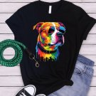 Colorful Pitbull T Shirt for Dog Lovers – Pitbull Mom & Pitbull Dad Unisex 100% Cotton Black Tee