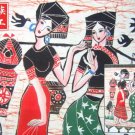 chinese batik art mural painting, wall hanging-Carry water in the morning