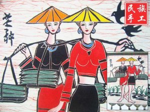 chinese batik art mural painting, wall hanging-grain in ear
