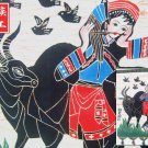 chinese batik art mural painting, wall hanging-shepherdess