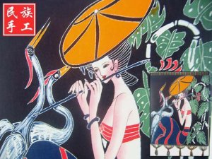 chinese batik art mural painting, wall hanging-dulcet  piping