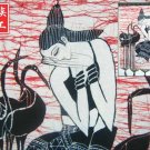 chinese batik art mural painting, wall hanging-the longly girl